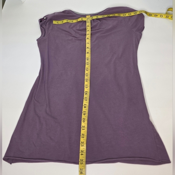 Lilac Cotton Top With Grey Trim And Ruching Lg. - Picture 6 of 12